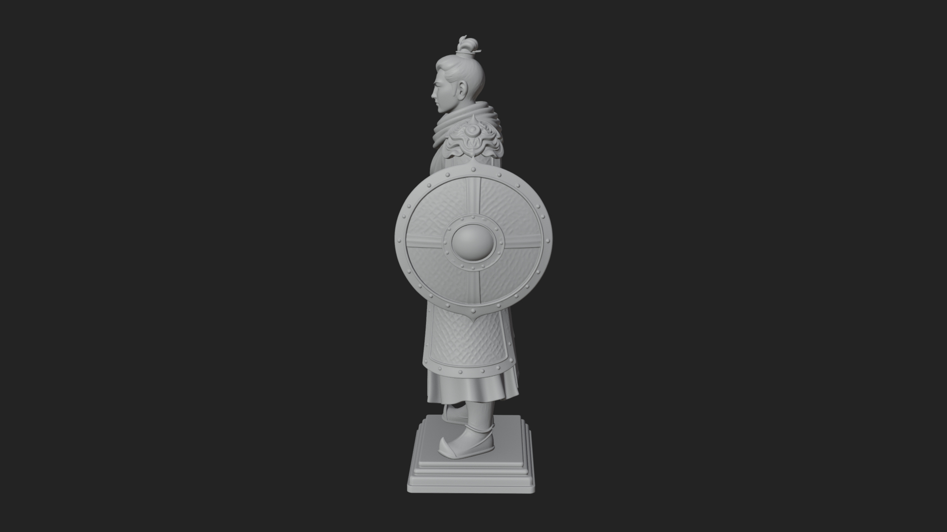 Chinese Shield Warrior Statue Design 3 3D Print Model 3D Model