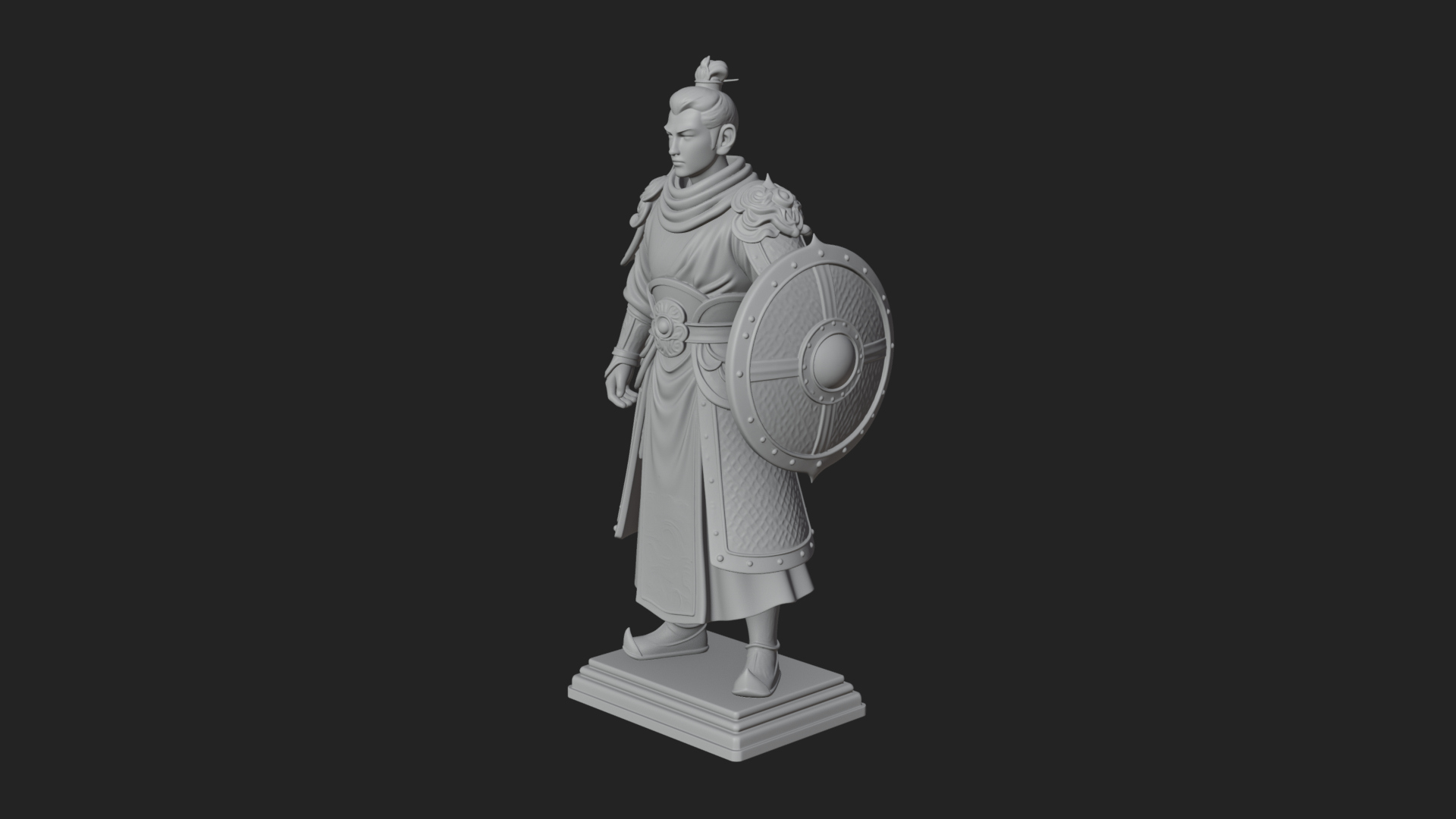 Chinese Shield Warrior Statue Design 3 3D Print Model 3D Model
