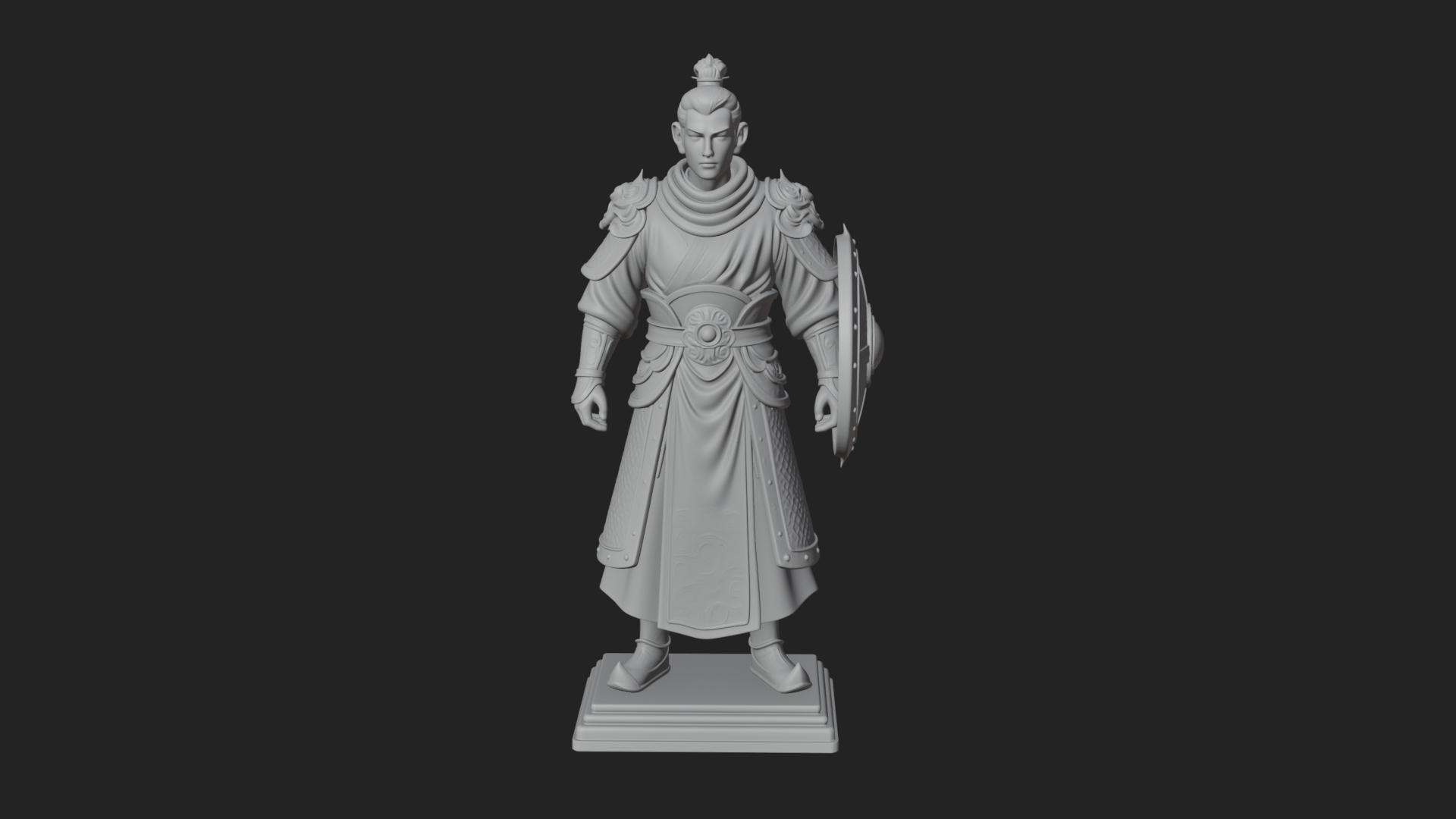 Chinese Shield Warrior Statue Design 3 3D Print Model 3D Model