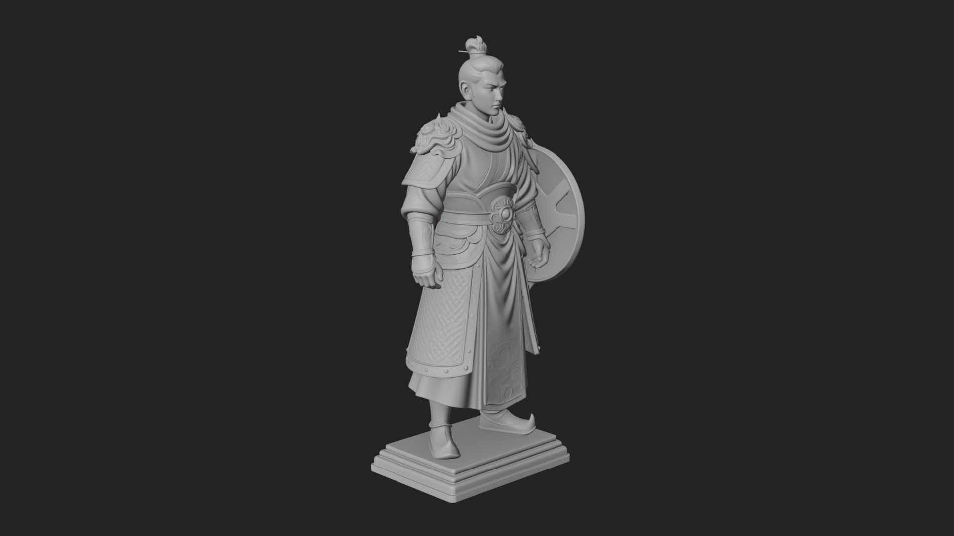 Chinese Shield Warrior Statue Design 3 3D Print Model 3D Model