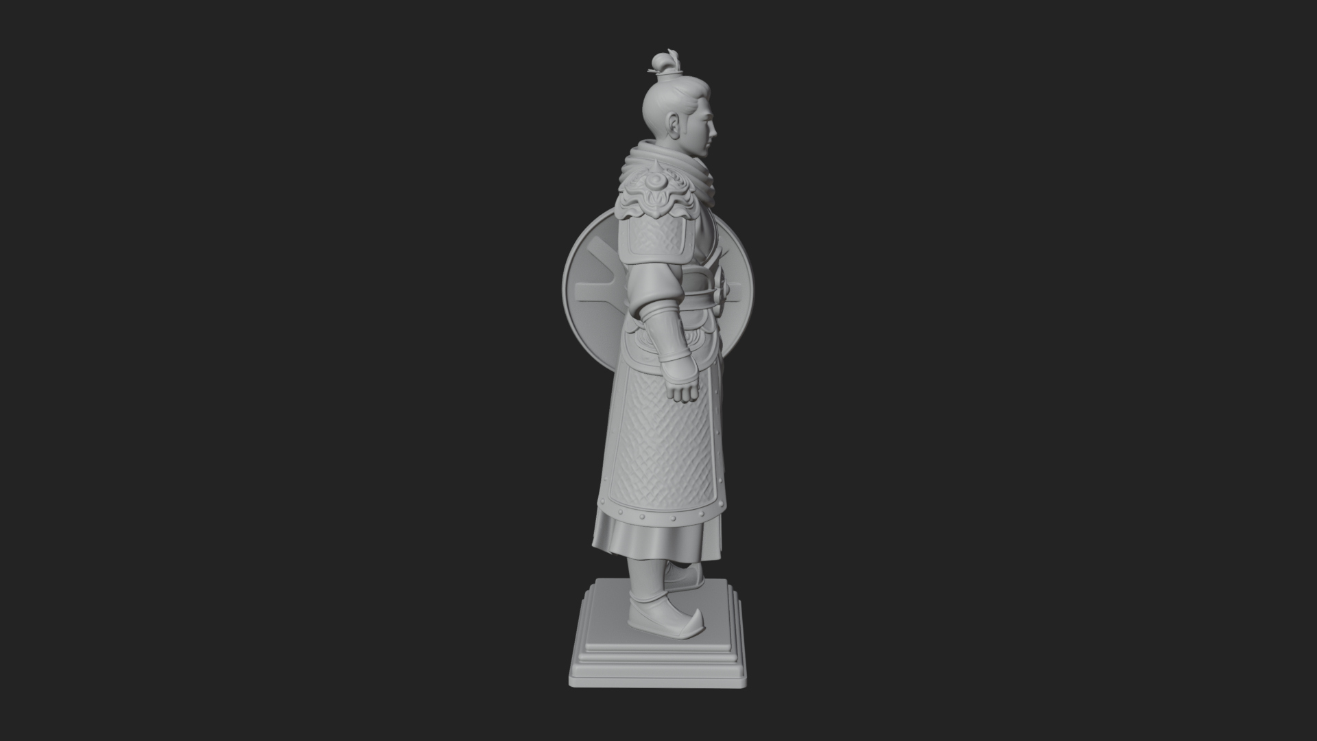 Chinese Shield Warrior Statue Design 3 3D Print Model 3D Model