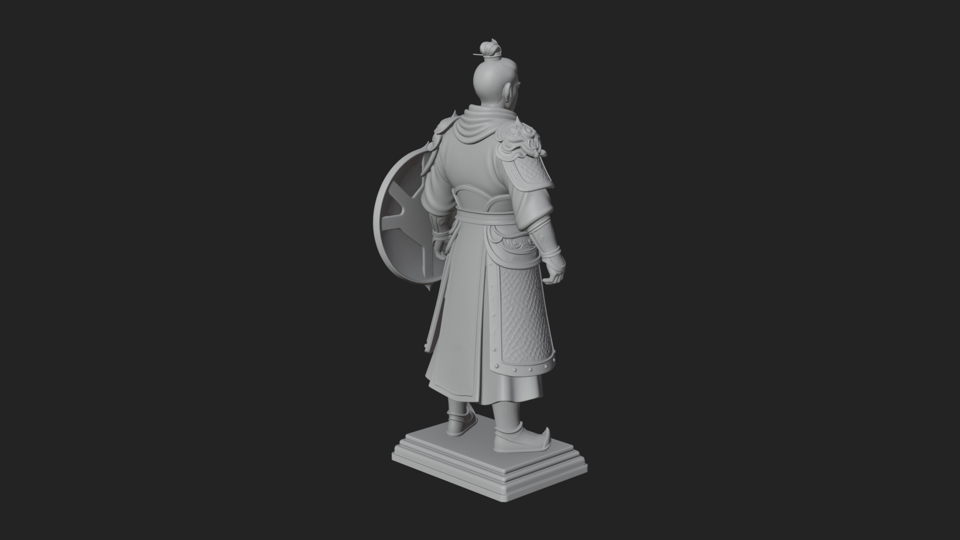 Chinese Shield Warrior Statue Design 3 3D Print Model 3D Model