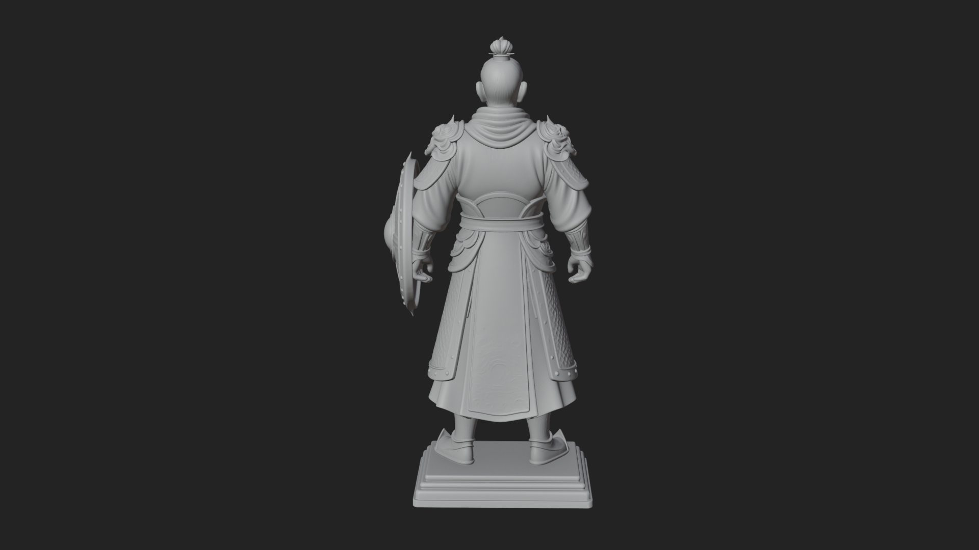 Chinese Shield Warrior Statue Design 3 3D Print Model 3D Model