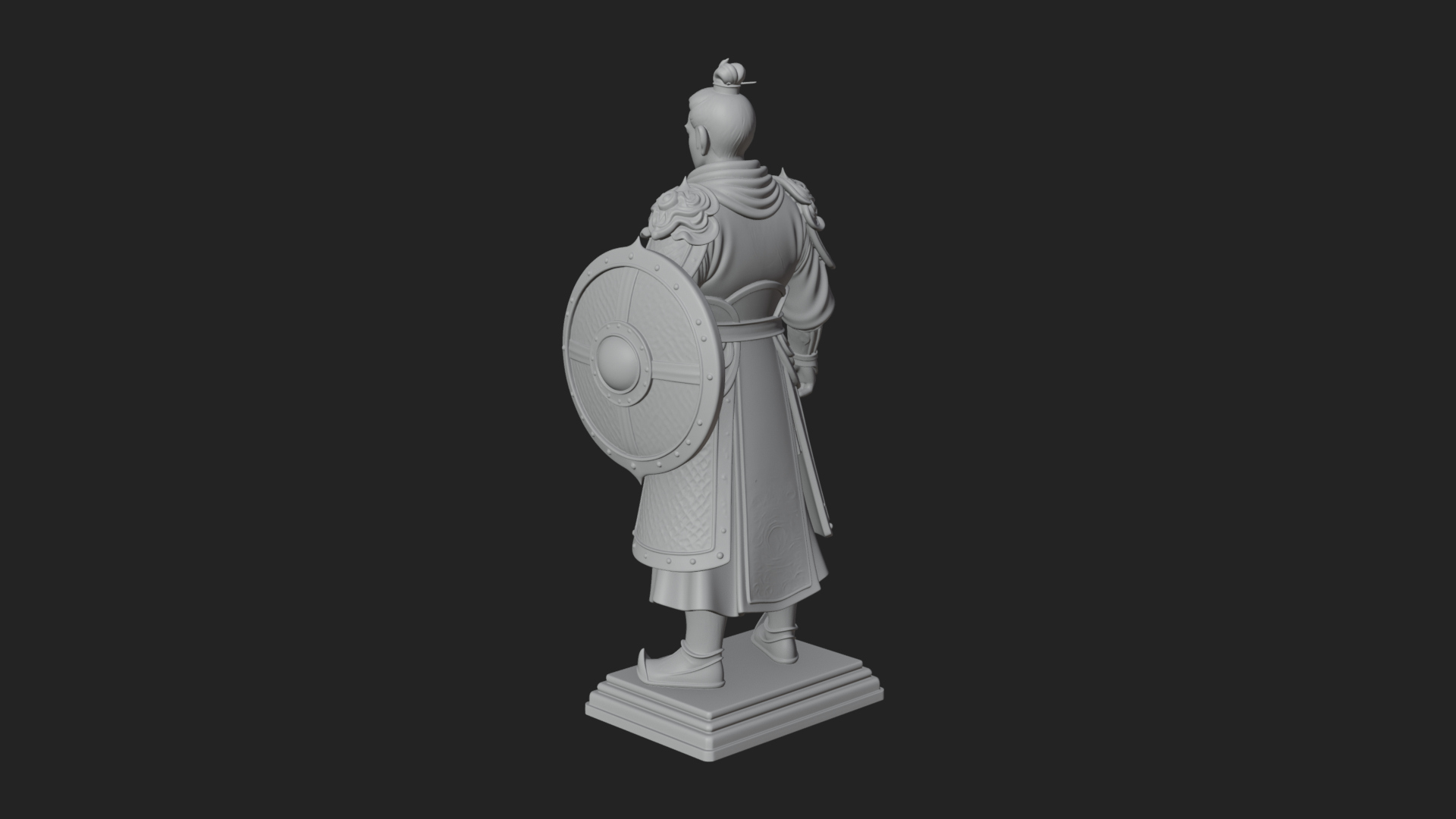 Chinese Shield Warrior Statue Design 3 3D Print Model 3D Model