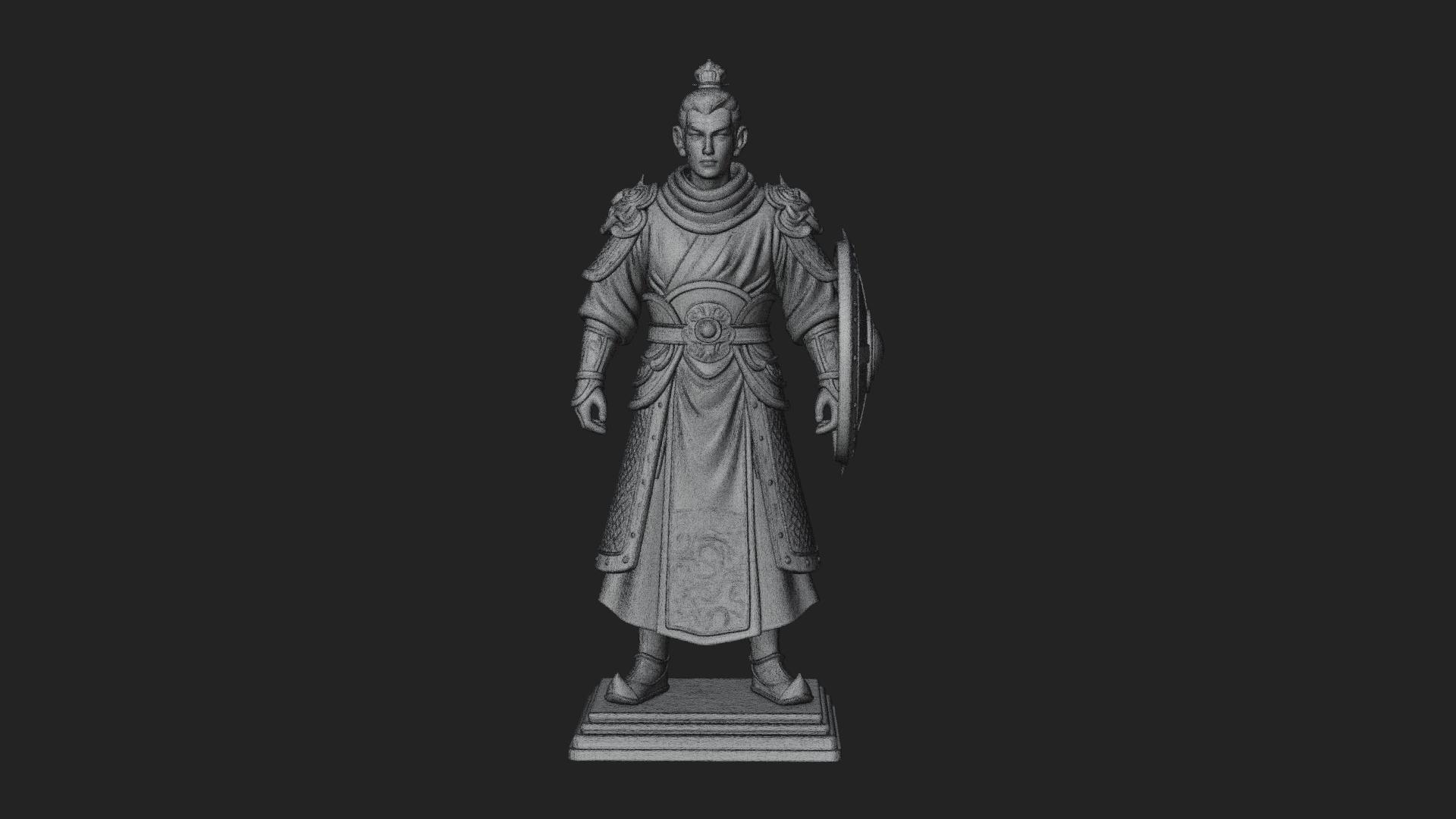 Chinese Shield Warrior Statue Design 3 3D Print Model 3D Model