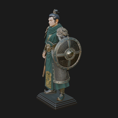 Chinese Shield Warrior Statue Design 3 3D Print Model