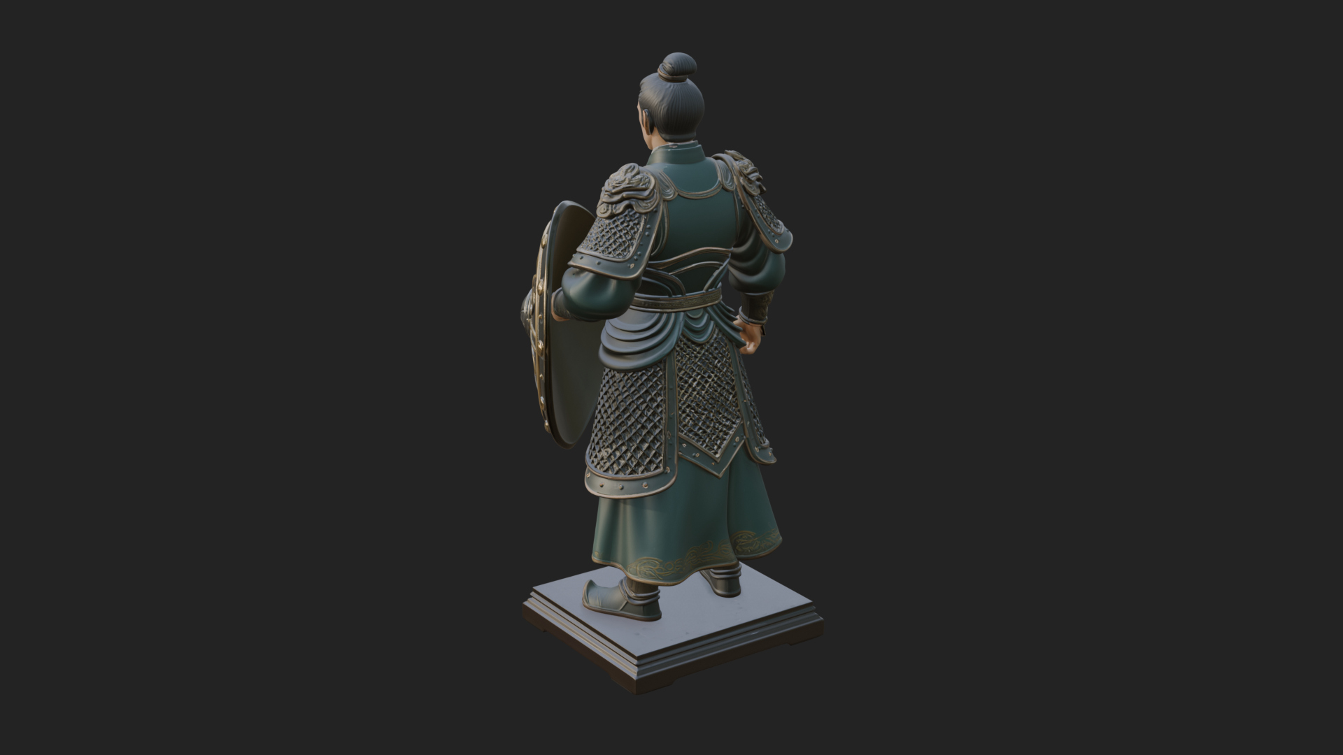 Chinese Shield Warrior Statue Design 4 3D Print Model 3D Model