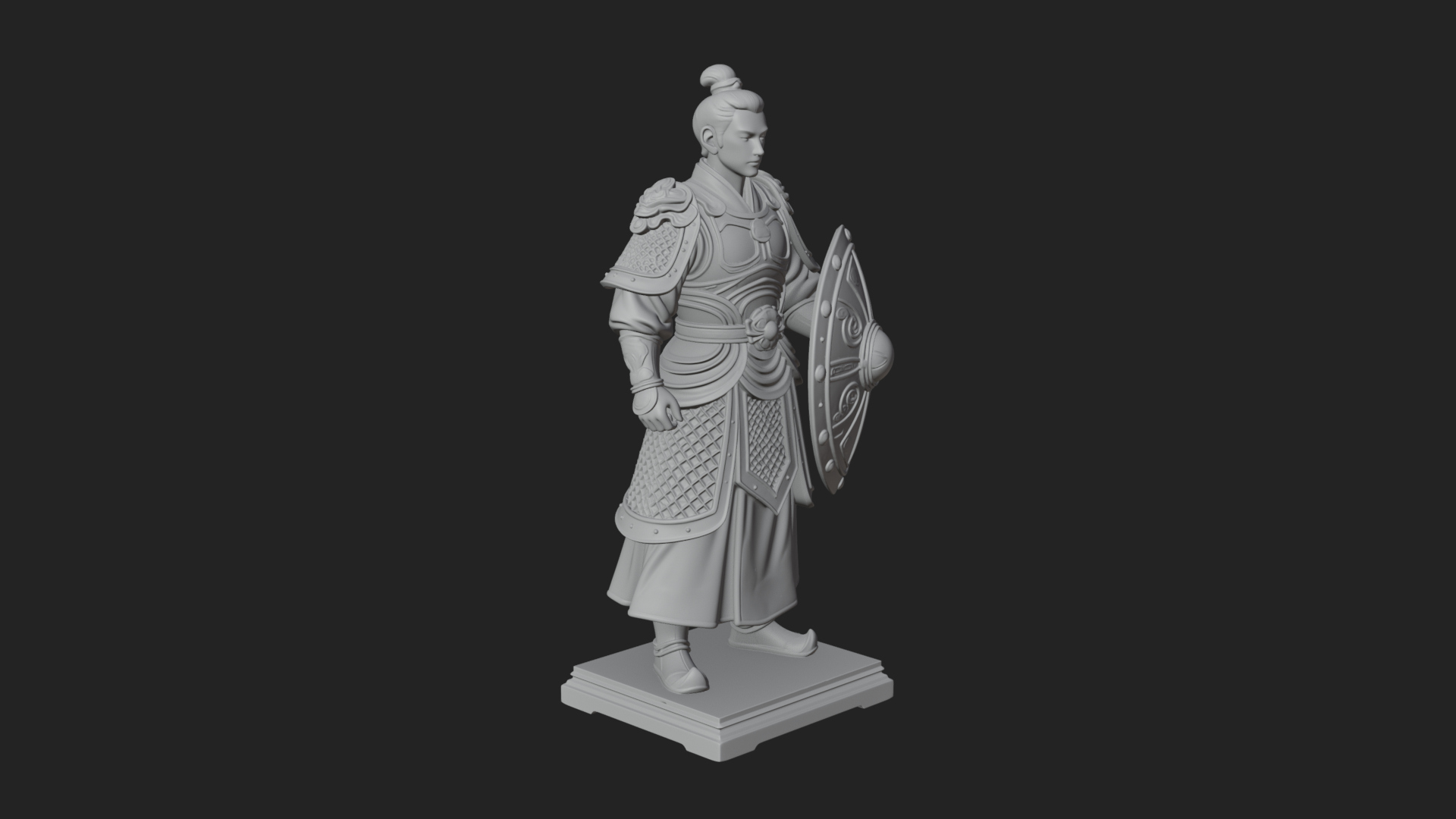 Chinese Shield Warrior Statue Design 4 3D Print Model 3D Model