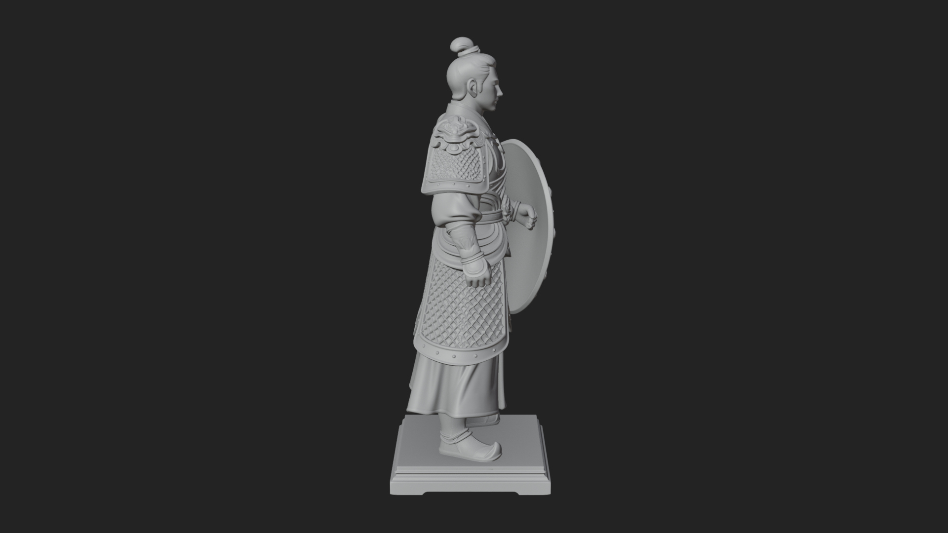 Chinese Shield Warrior Statue Design 4 3D Print Model 3D Model