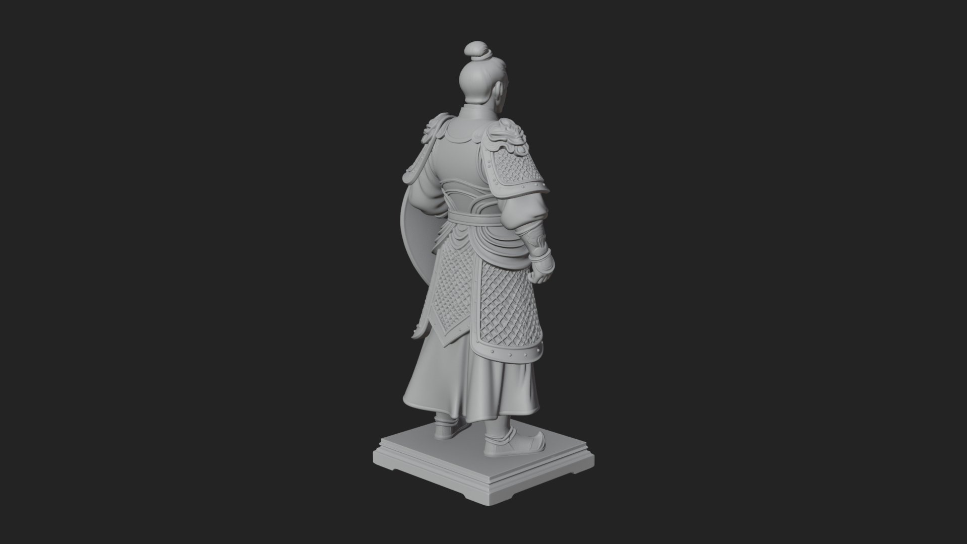 Chinese Shield Warrior Statue Design 4 3D Print Model 3D Model