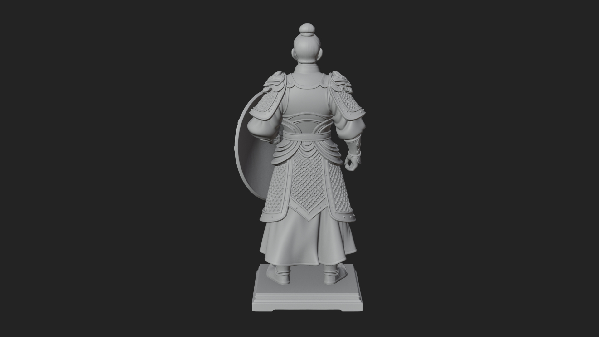 Chinese Shield Warrior Statue Design 4 3D Print Model 3D Model