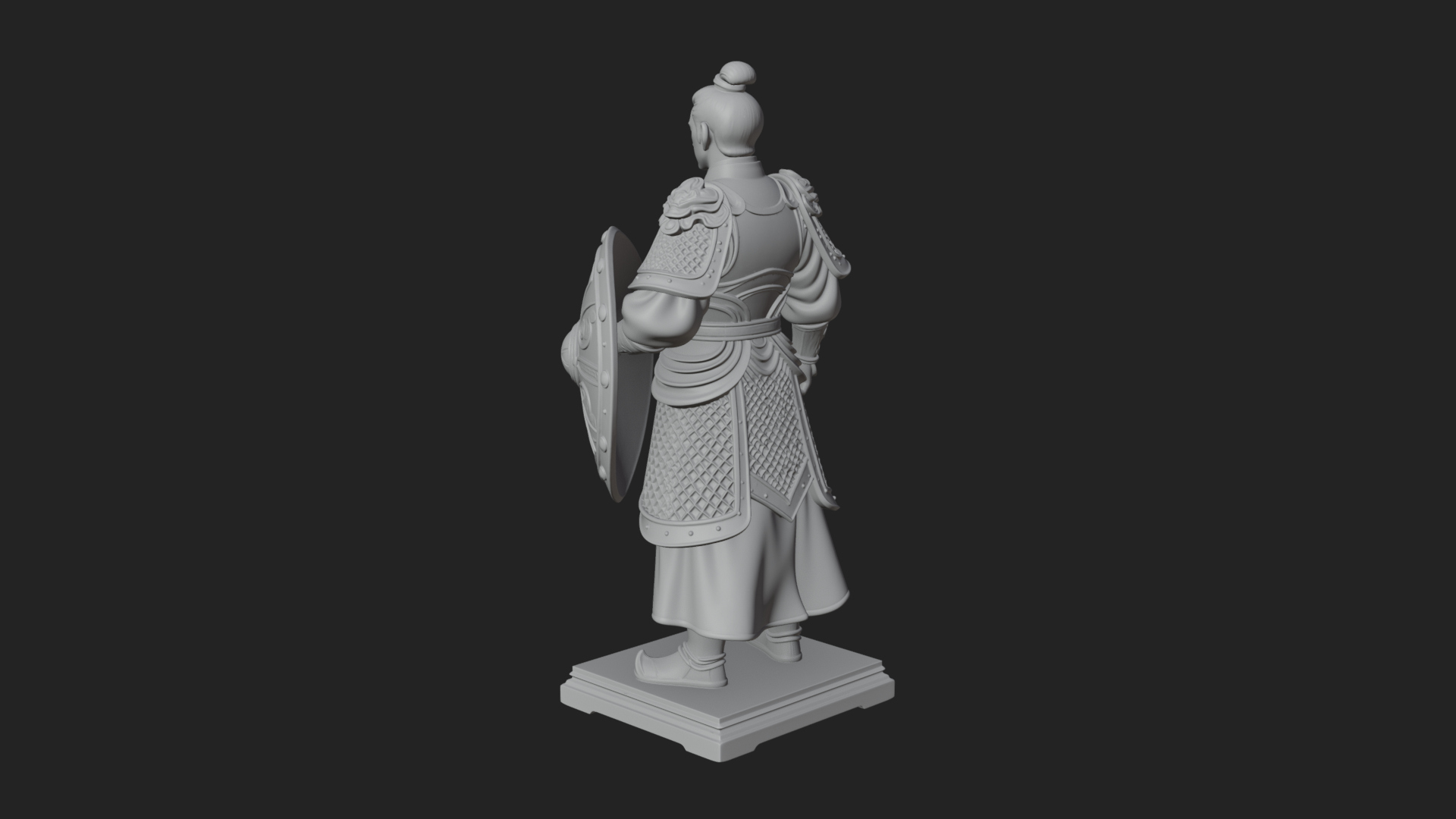 Chinese Shield Warrior Statue Design 4 3D Print Model 3D Model