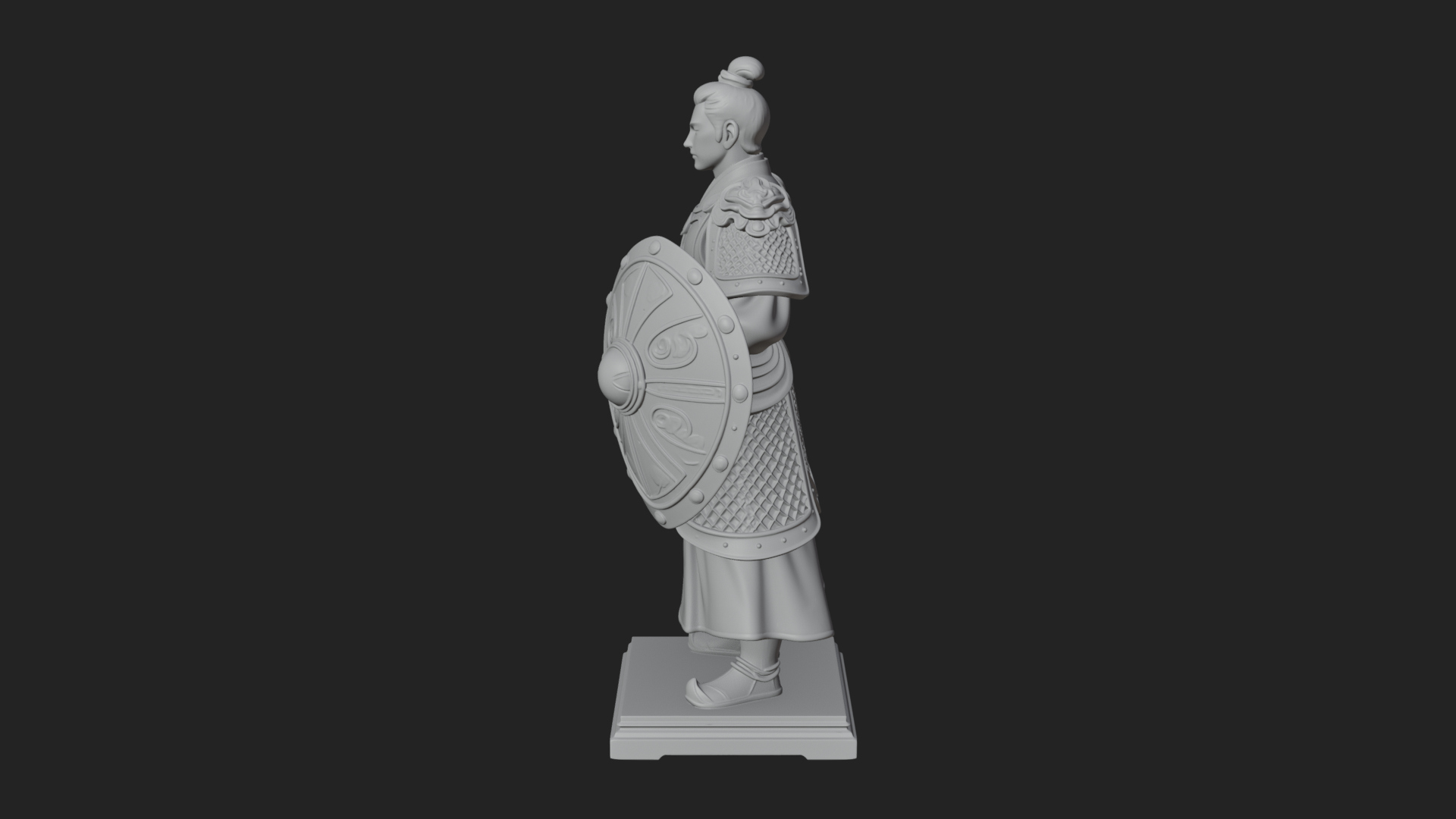 Chinese Shield Warrior Statue Design 4 3D Print Model 3D Model