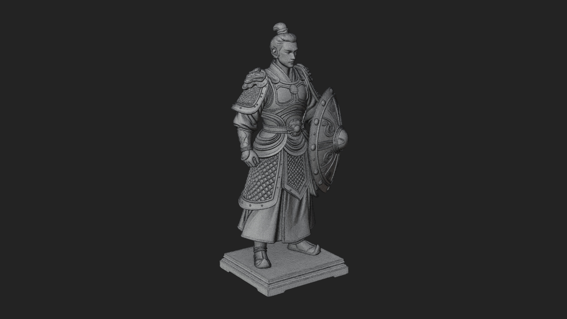 Chinese Shield Warrior Statue Design 4 3D Print Model 3D Model