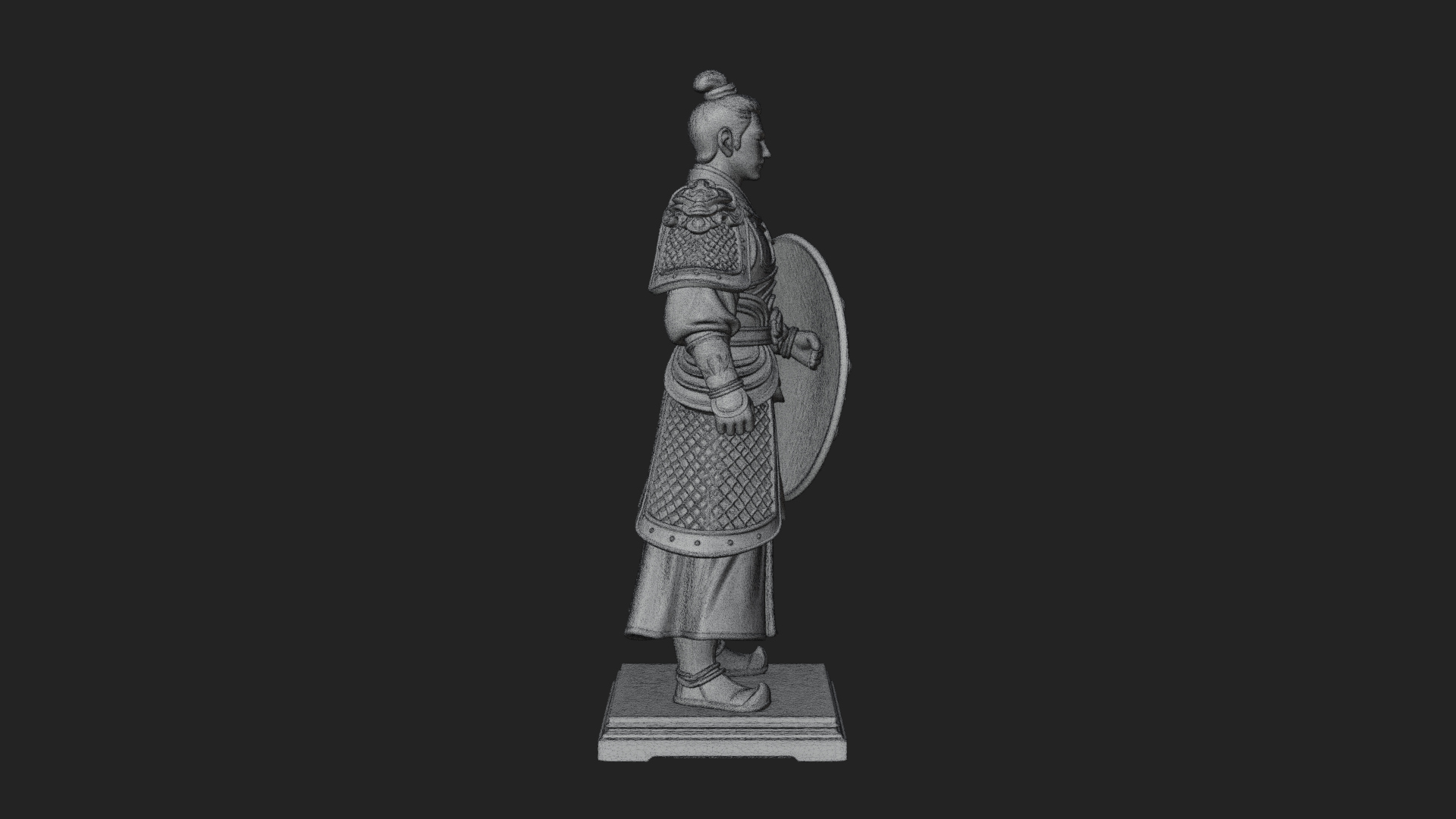 Chinese Shield Warrior Statue Design 4 3D Print Model 3D Model