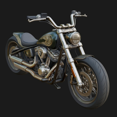 Chopper Motorcycle Model Design 1 3D Print Model