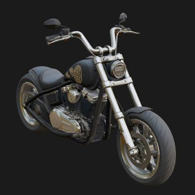 Chopper Motorcycle Model Design 2 3D Print Model