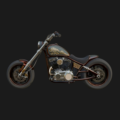 Chopper Motorcycle Model Design 3 3D Print Model