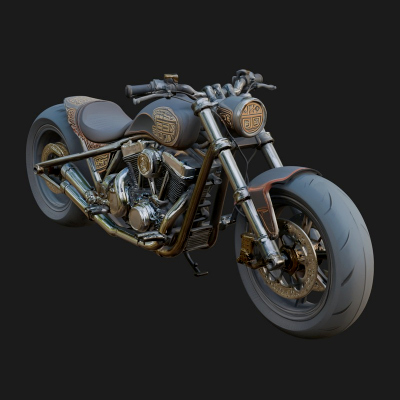 Chopper Motorcycle Model Design 5 3D Print Model
