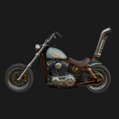 Chopper Motorcycle Model Design 6 3D Print Model