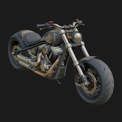 Chopper Motorcycle Model Design 7 3D Print Model