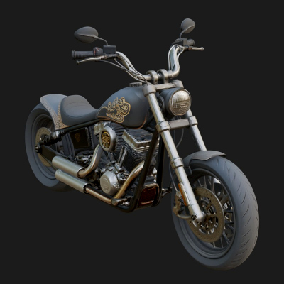 Chopper Motorcycle Model Design 8 3D Print Model