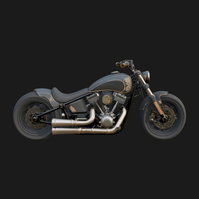 Chopper Motorcycle Model Design 9 3D Print Model