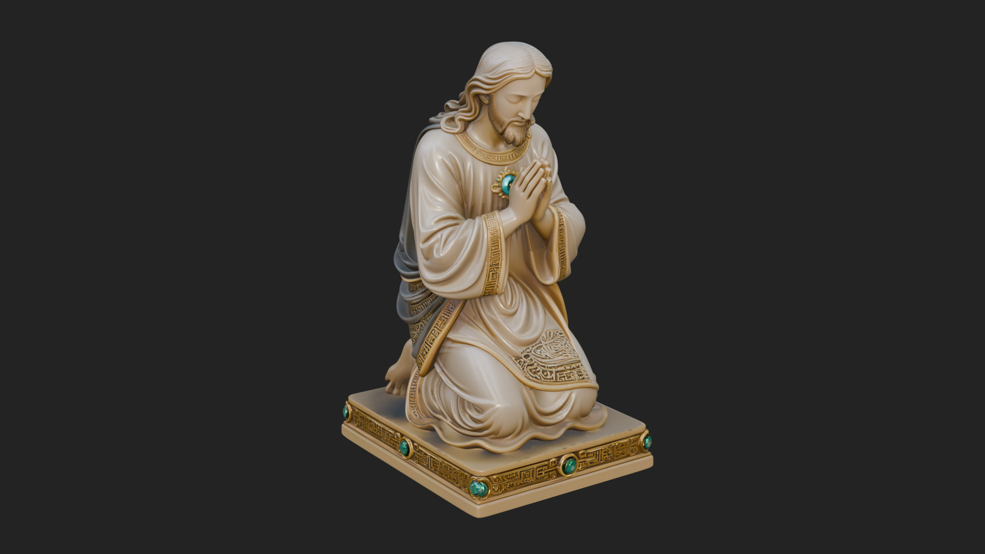 Christ Kneeling in Prayer Statue Design 1 3D Print Model 3D Model
