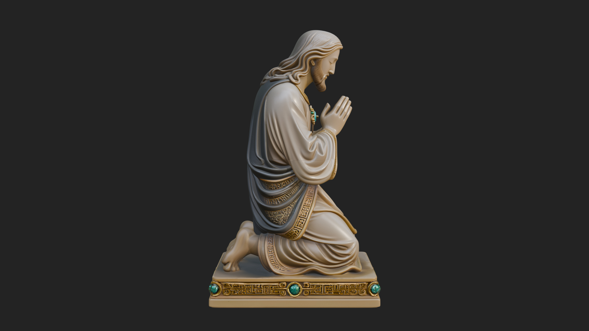 Christ Kneeling in Prayer Statue Design 1 3D Print Model 3D Model
