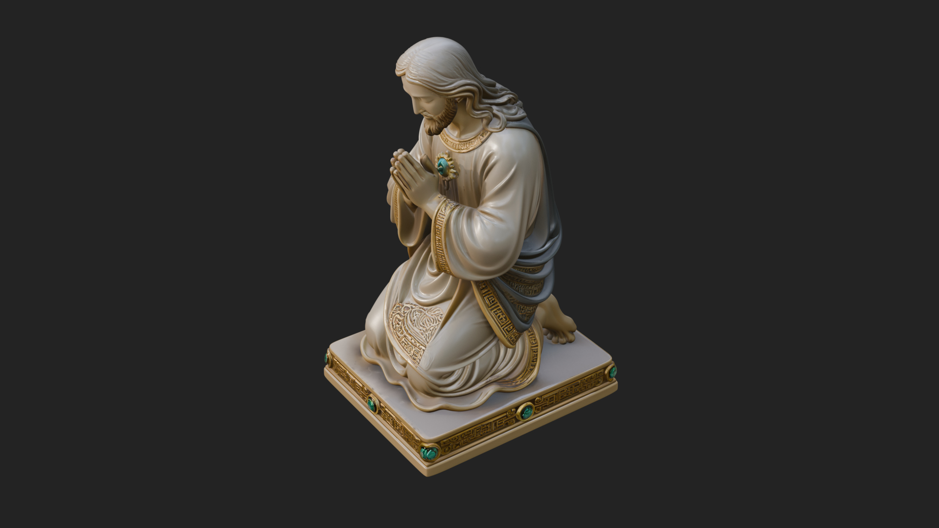 Christ Kneeling in Prayer Statue Design 1 3D Print Model 3D Model