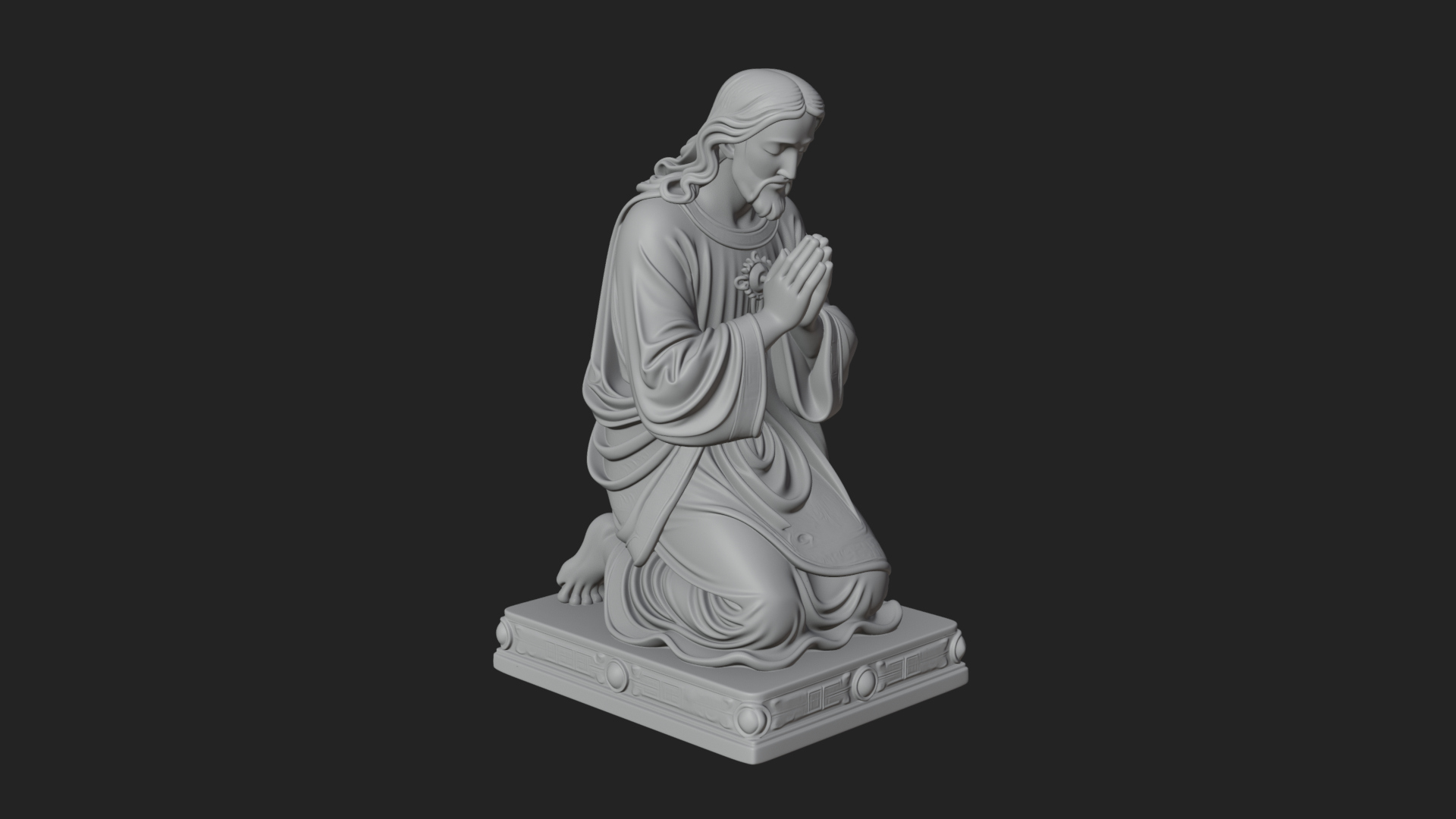 Christ Kneeling in Prayer Statue Design 1 3D Print Model 3D Model