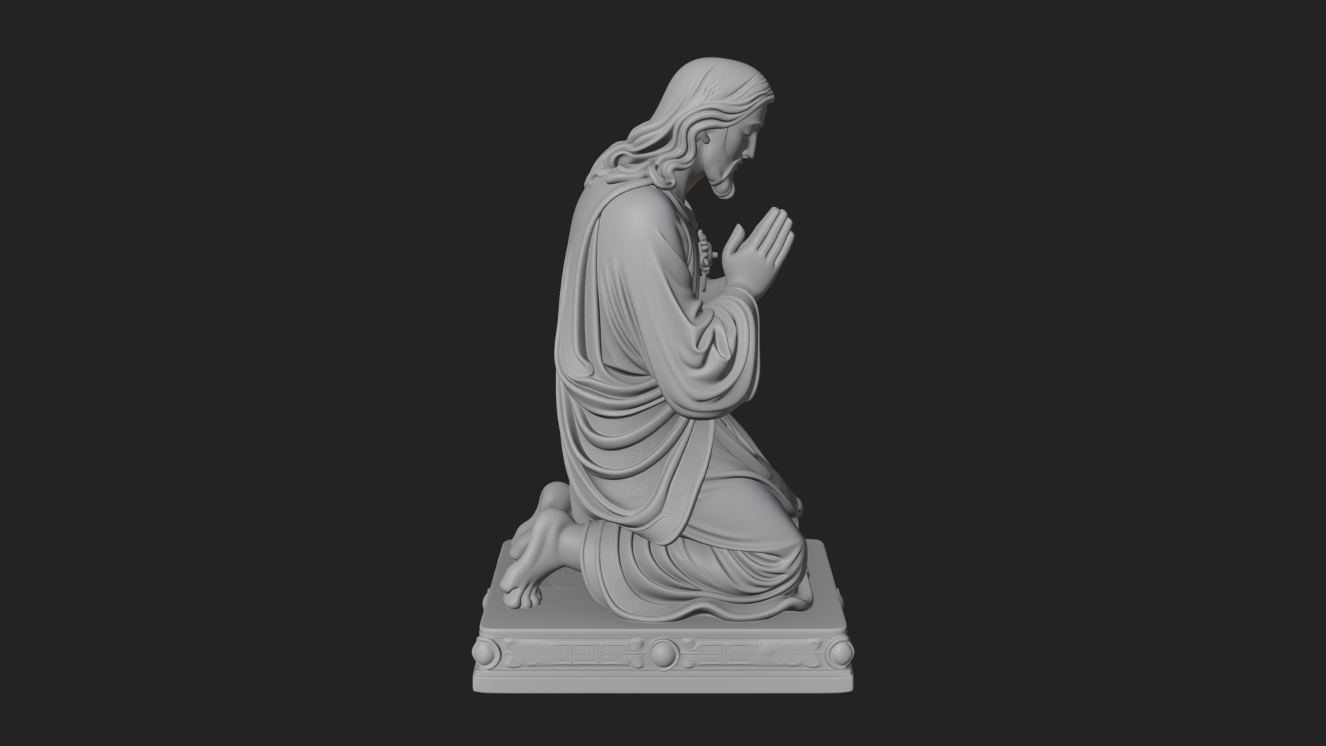 Christ Kneeling in Prayer Statue Design 1 3D Print Model 3D Model