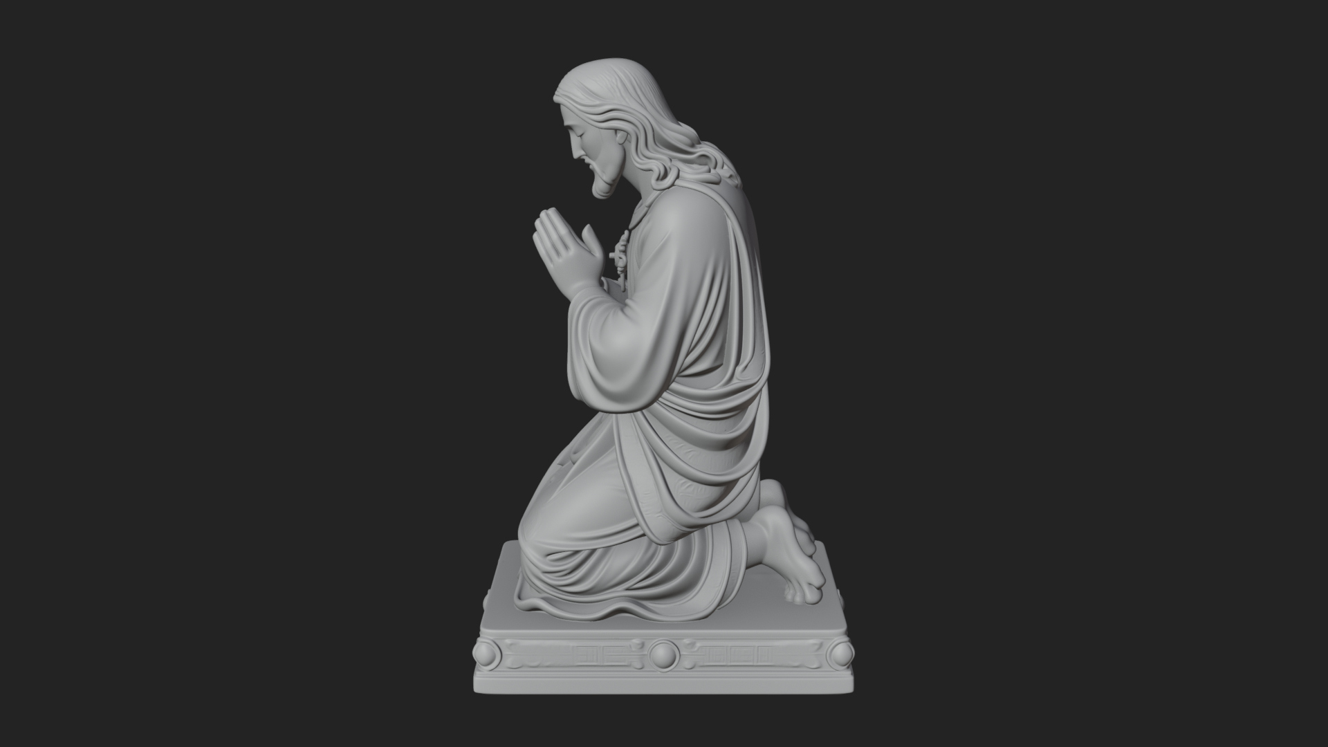 Christ Kneeling in Prayer Statue Design 1 3D Print Model 3D Model