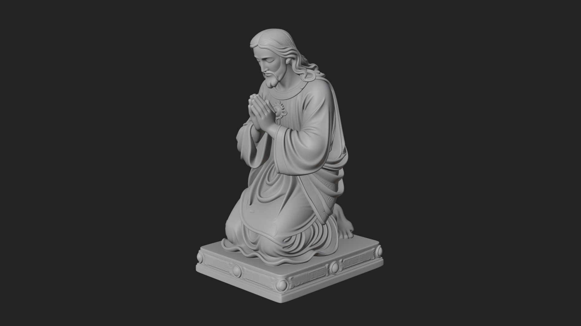Christ Kneeling in Prayer Statue Design 1 3D Print Model 3D Model