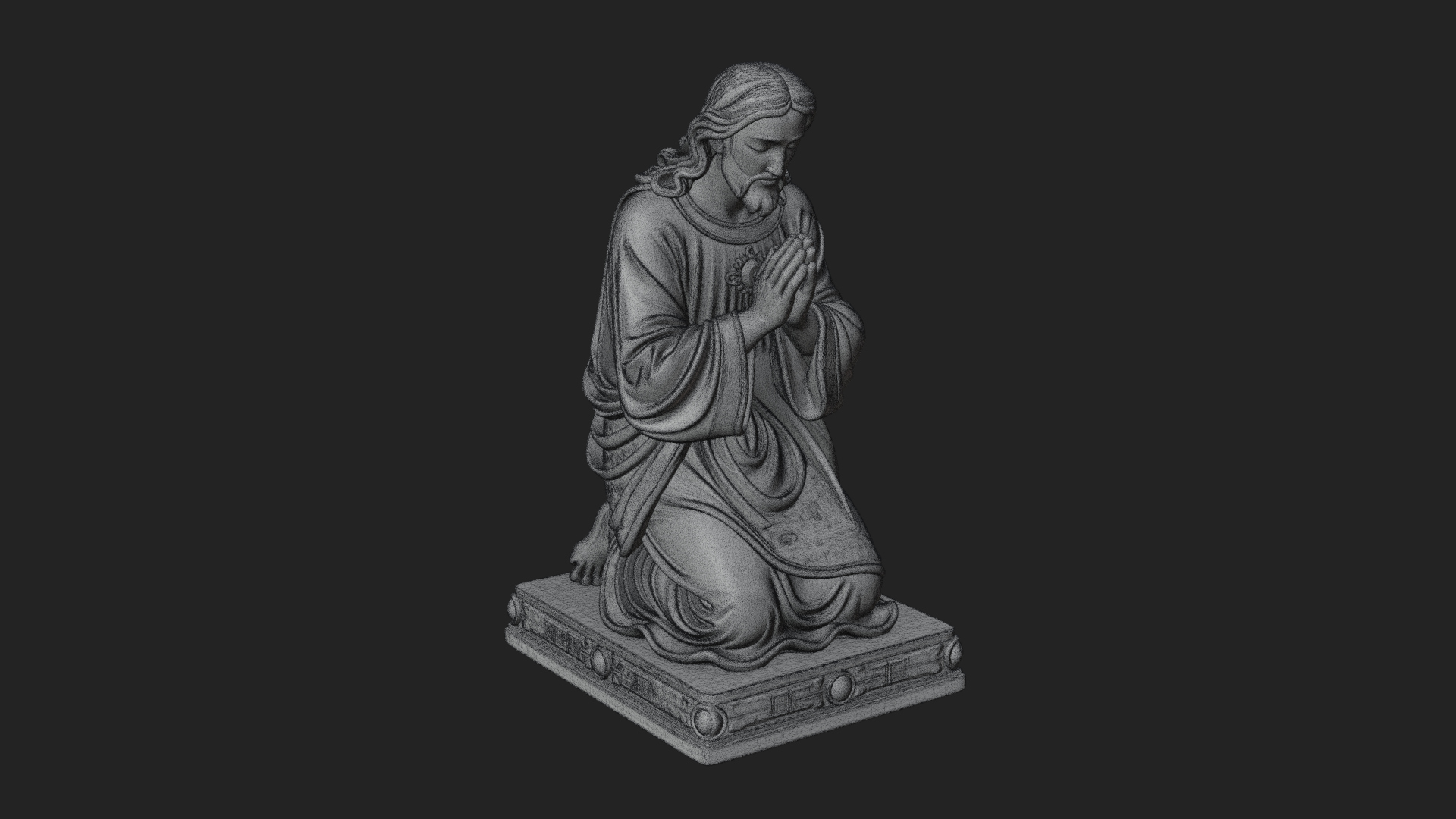 Christ Kneeling in Prayer Statue Design 1 3D Print Model 3D Model