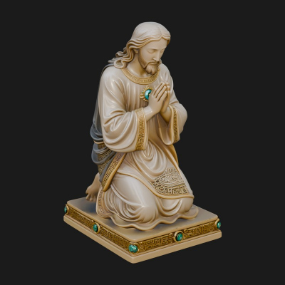 Christ Kneeling in Prayer Statue Design 1 3D Print Model