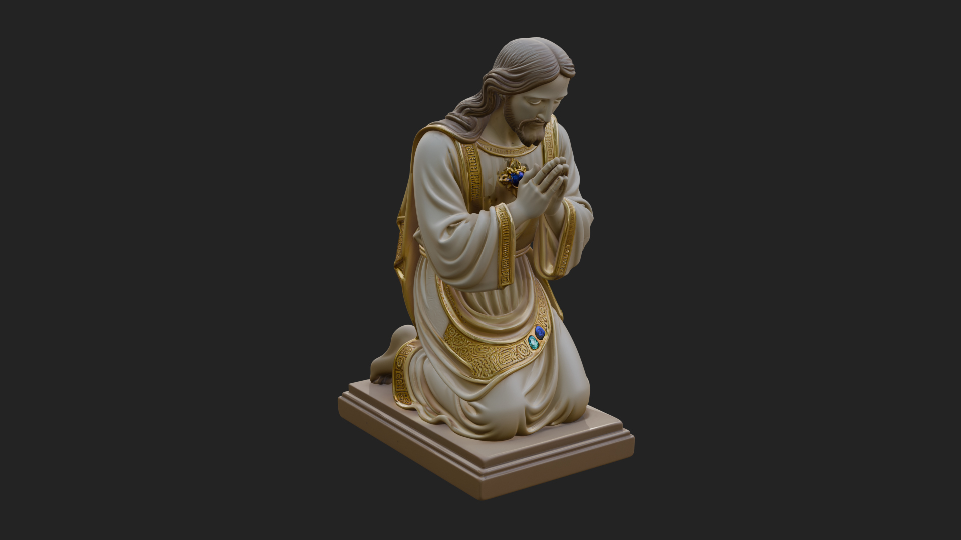 Christ Kneeling in Prayer Statue Design 2 3D Print Model 3D Model
