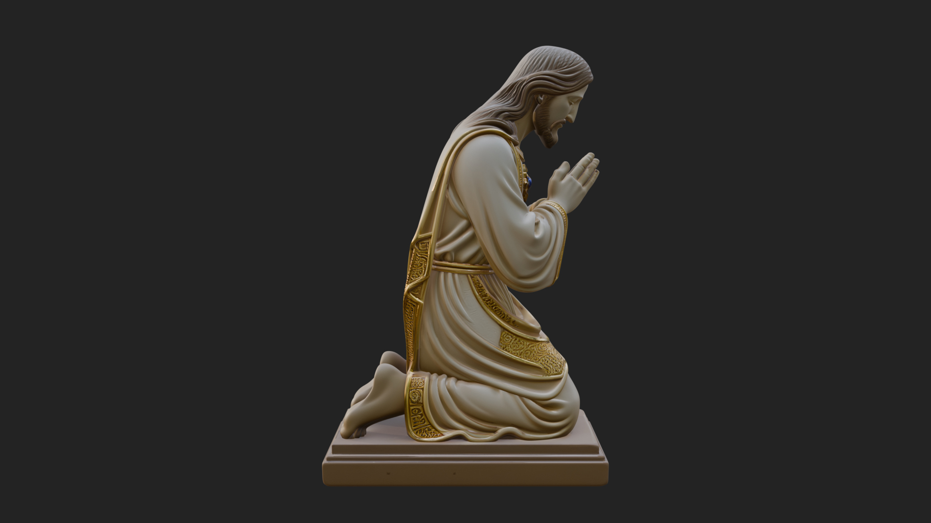 Christ Kneeling in Prayer Statue Design 2 3D Print Model 3D Model