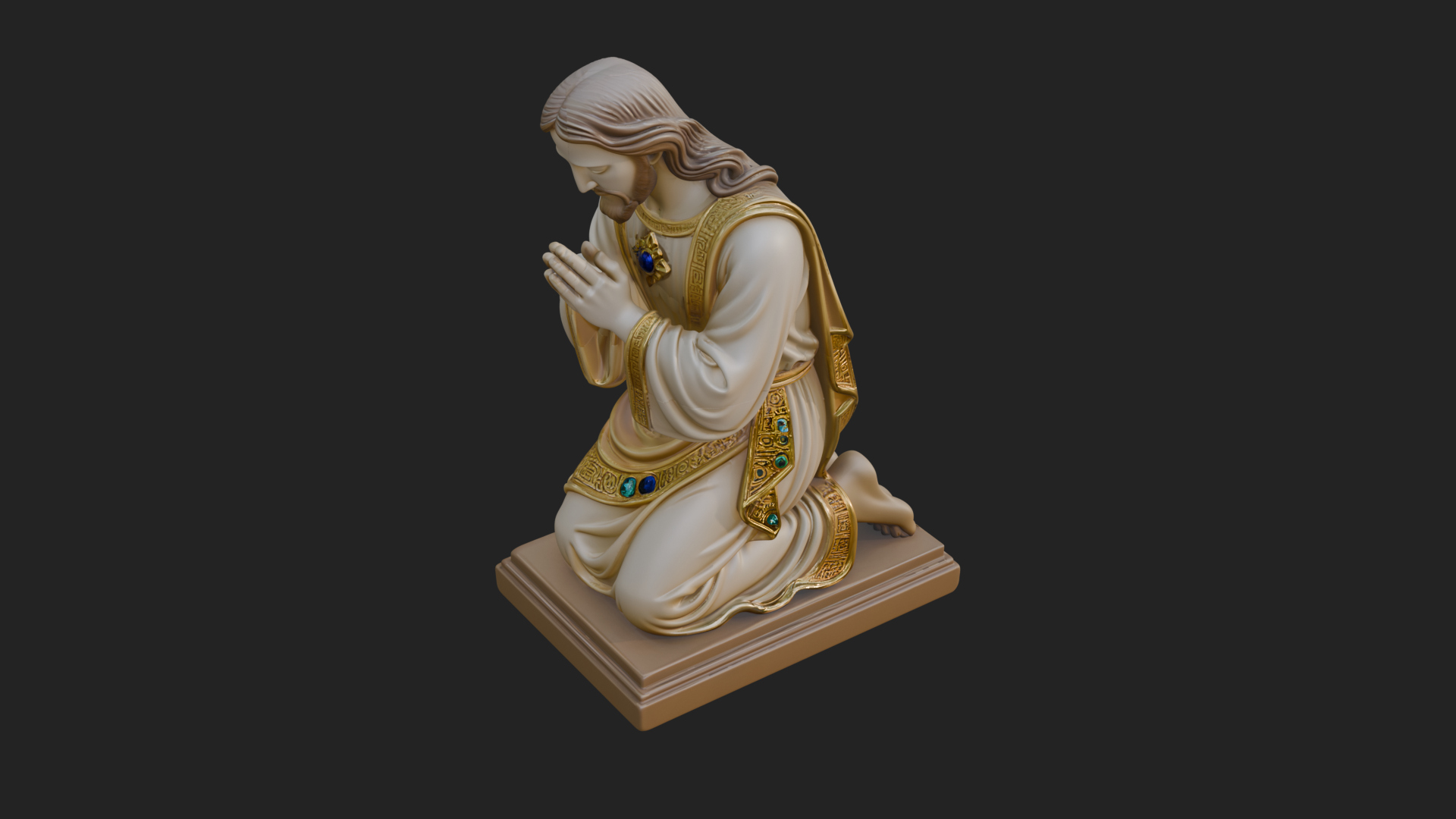 Christ Kneeling in Prayer Statue Design 2 3D Print Model 3D Model