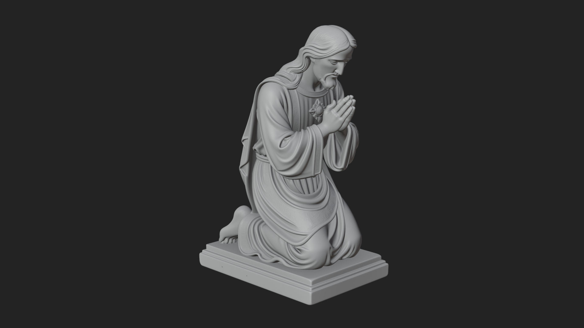 Christ Kneeling in Prayer Statue Design 2 3D Print Model 3D Model