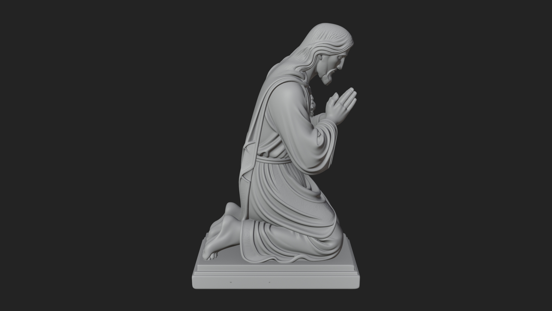 Christ Kneeling in Prayer Statue Design 2 3D Print Model 3D Model