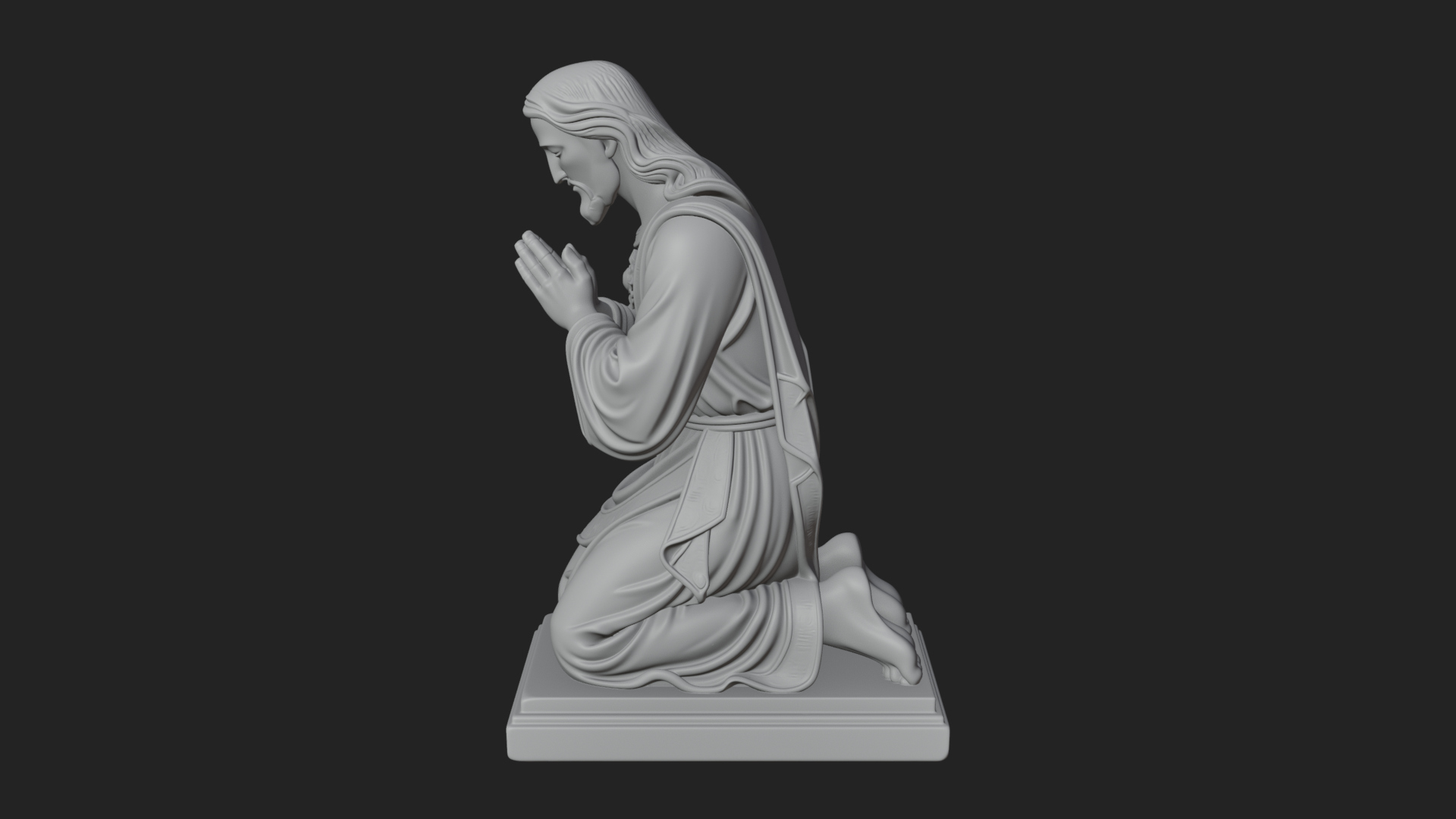 Christ Kneeling in Prayer Statue Design 2 3D Print Model 3D Model
