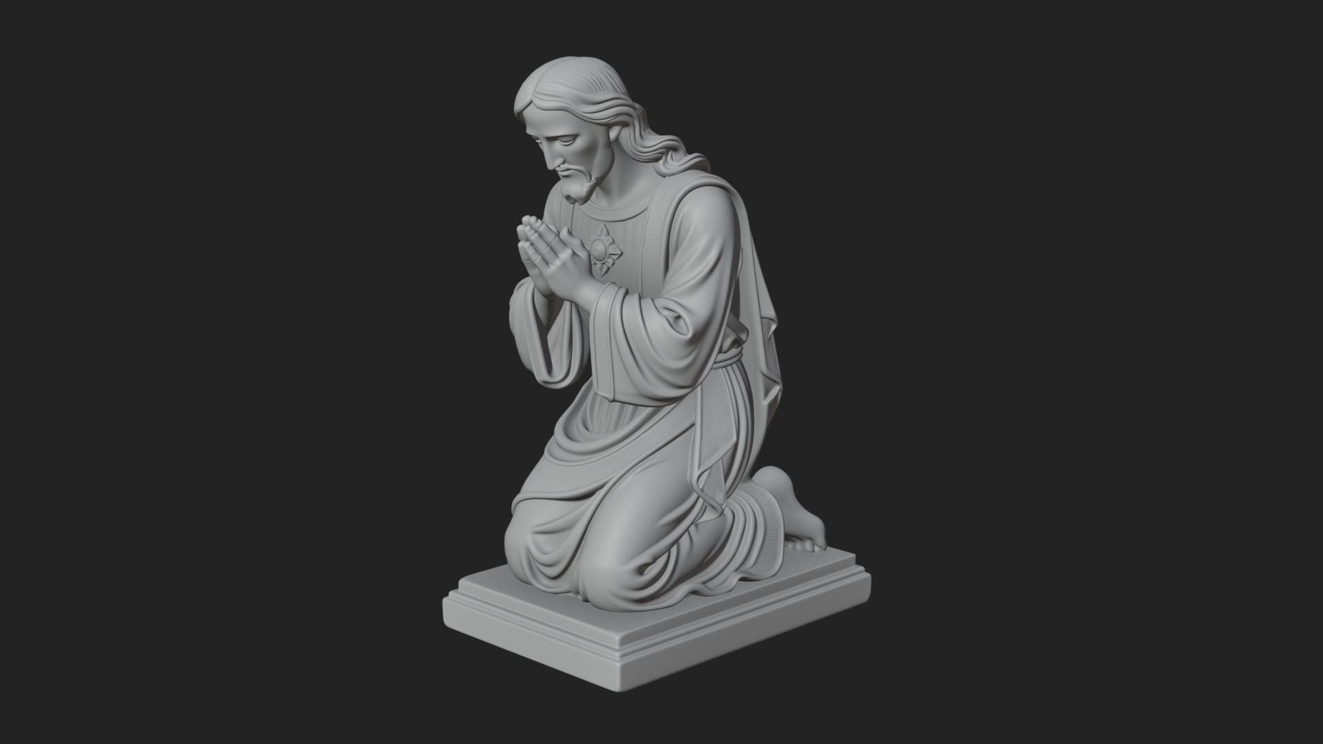 Christ Kneeling in Prayer Statue Design 2 3D Print Model 3D Model