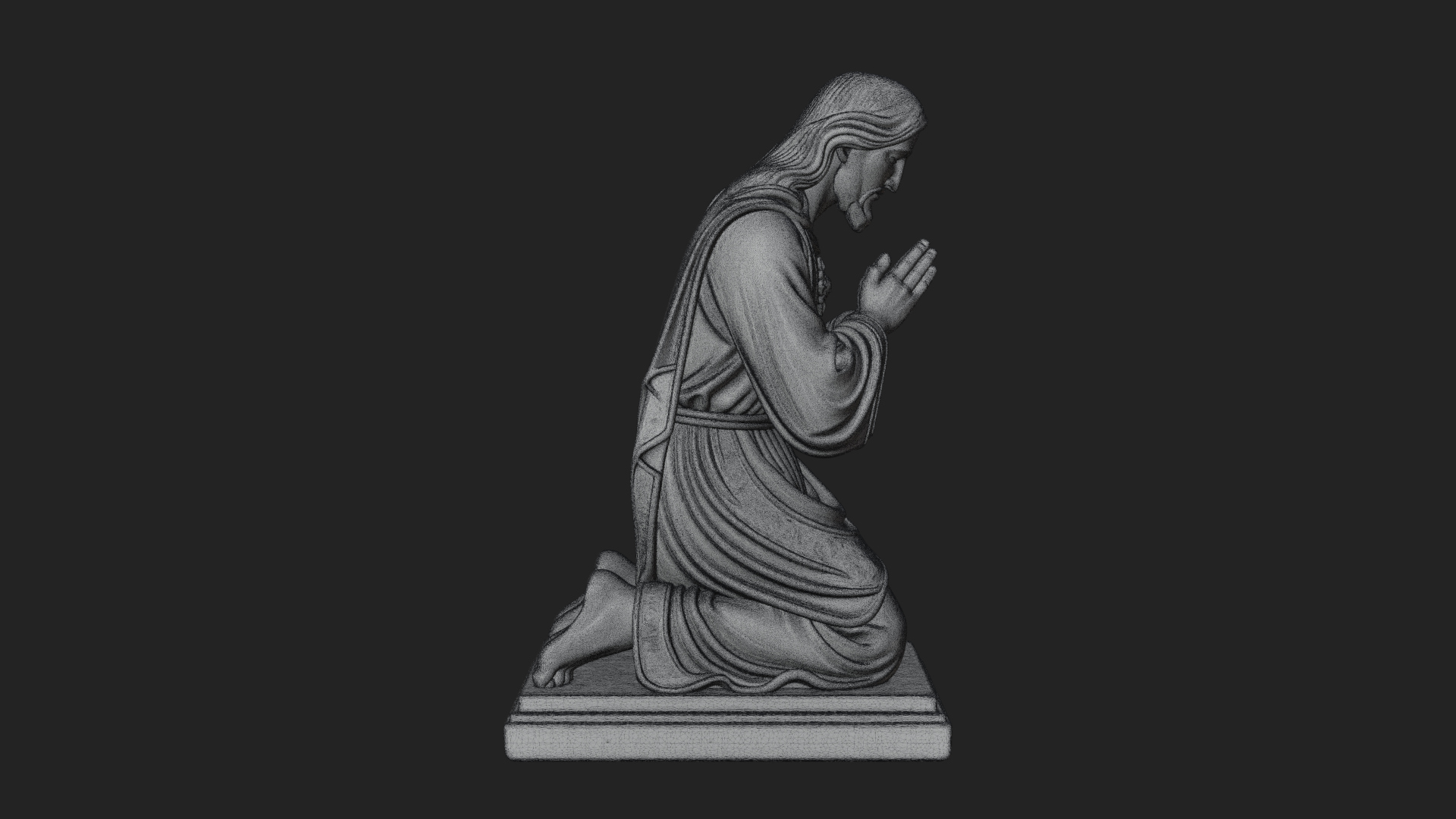 Christ Kneeling in Prayer Statue Design 2 3D Print Model 3D Model