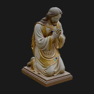 Christ Kneeling in Prayer Statue Design 2 3D Print Model