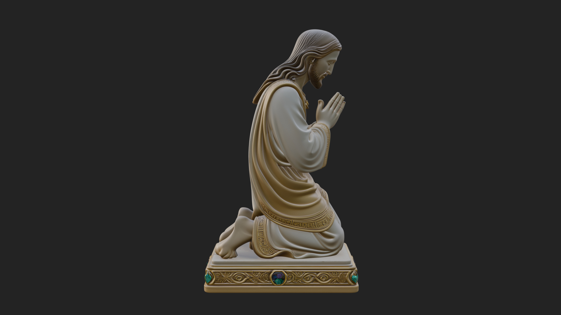 Christ Kneeling in Prayer Statue Design 3 3D Print Model 3D Model