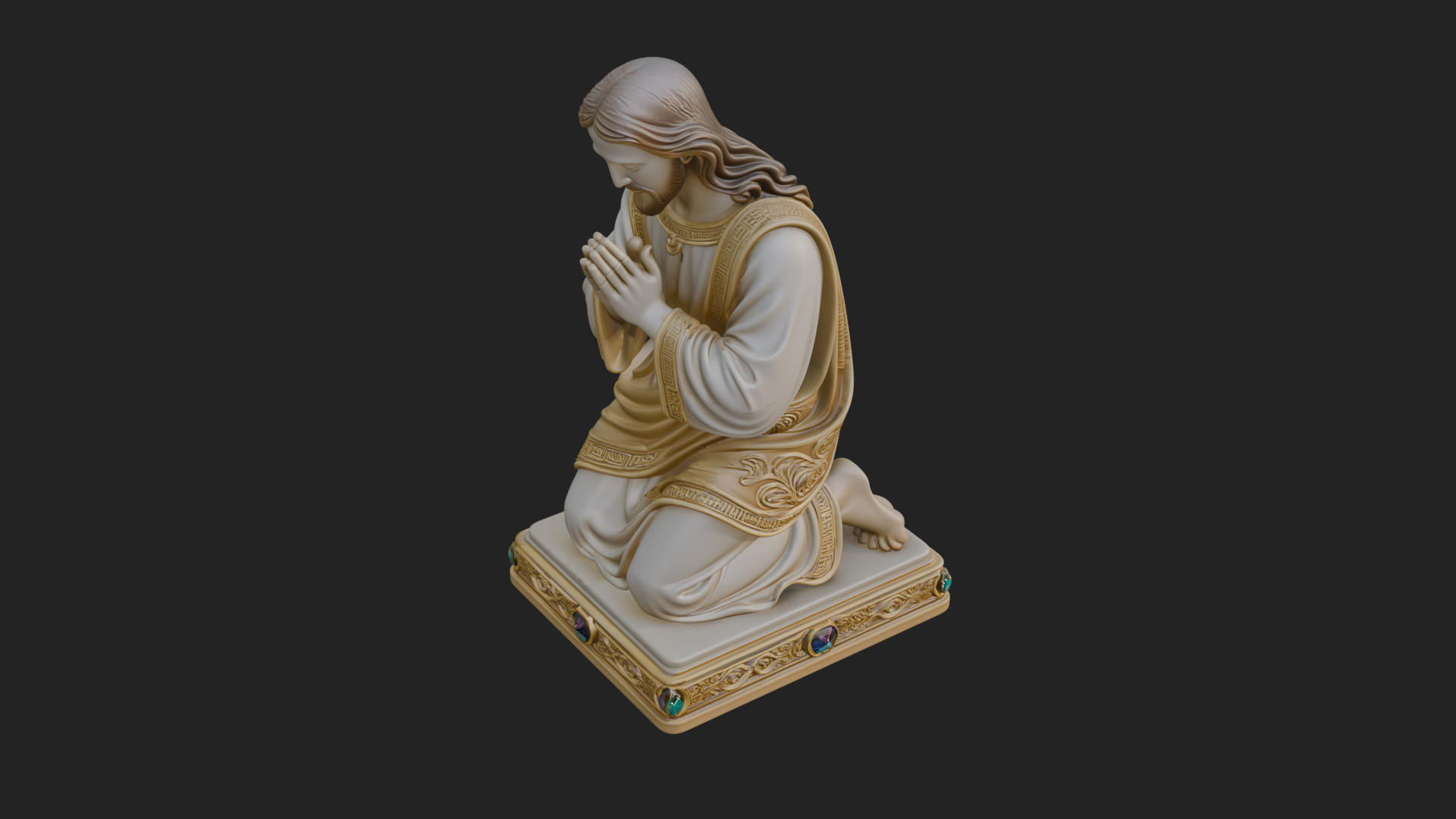 Christ Kneeling in Prayer Statue Design 3 3D Print Model 3D Model
