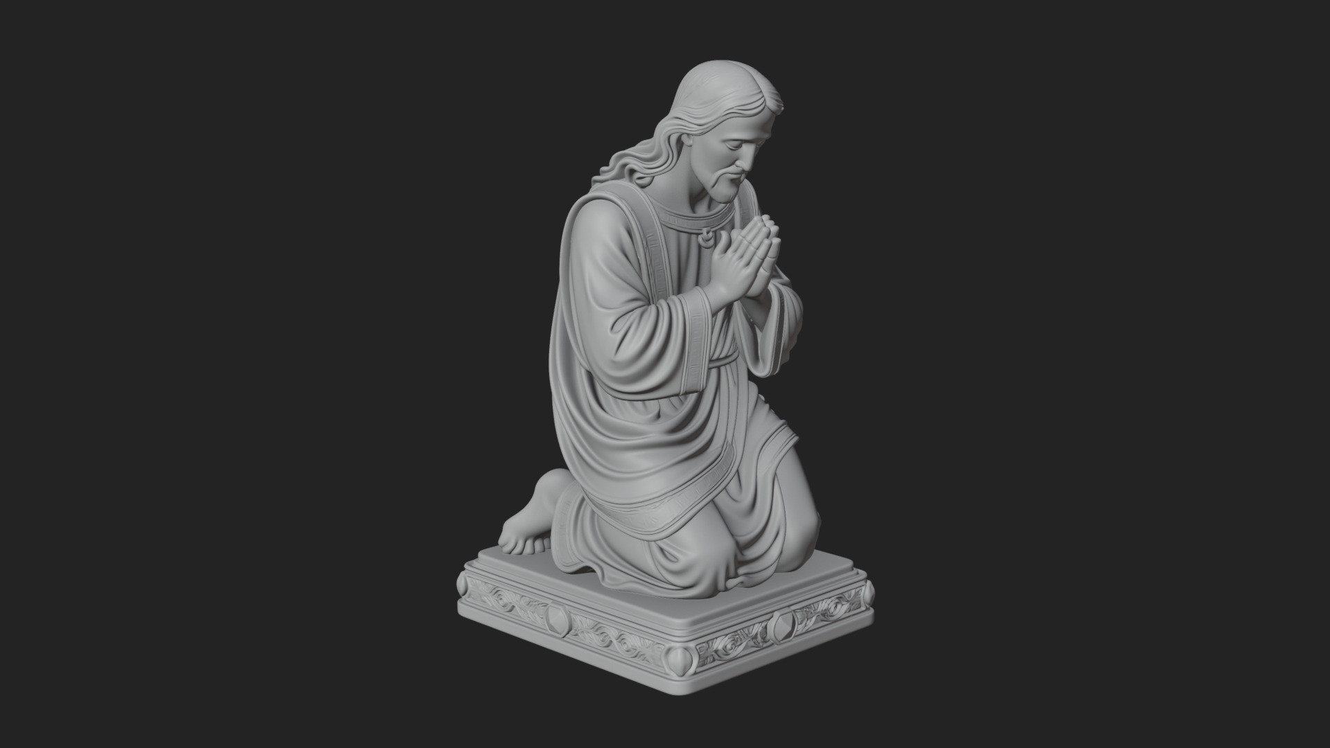 Christ Kneeling in Prayer Statue Design 3 3D Print Model 3D Model