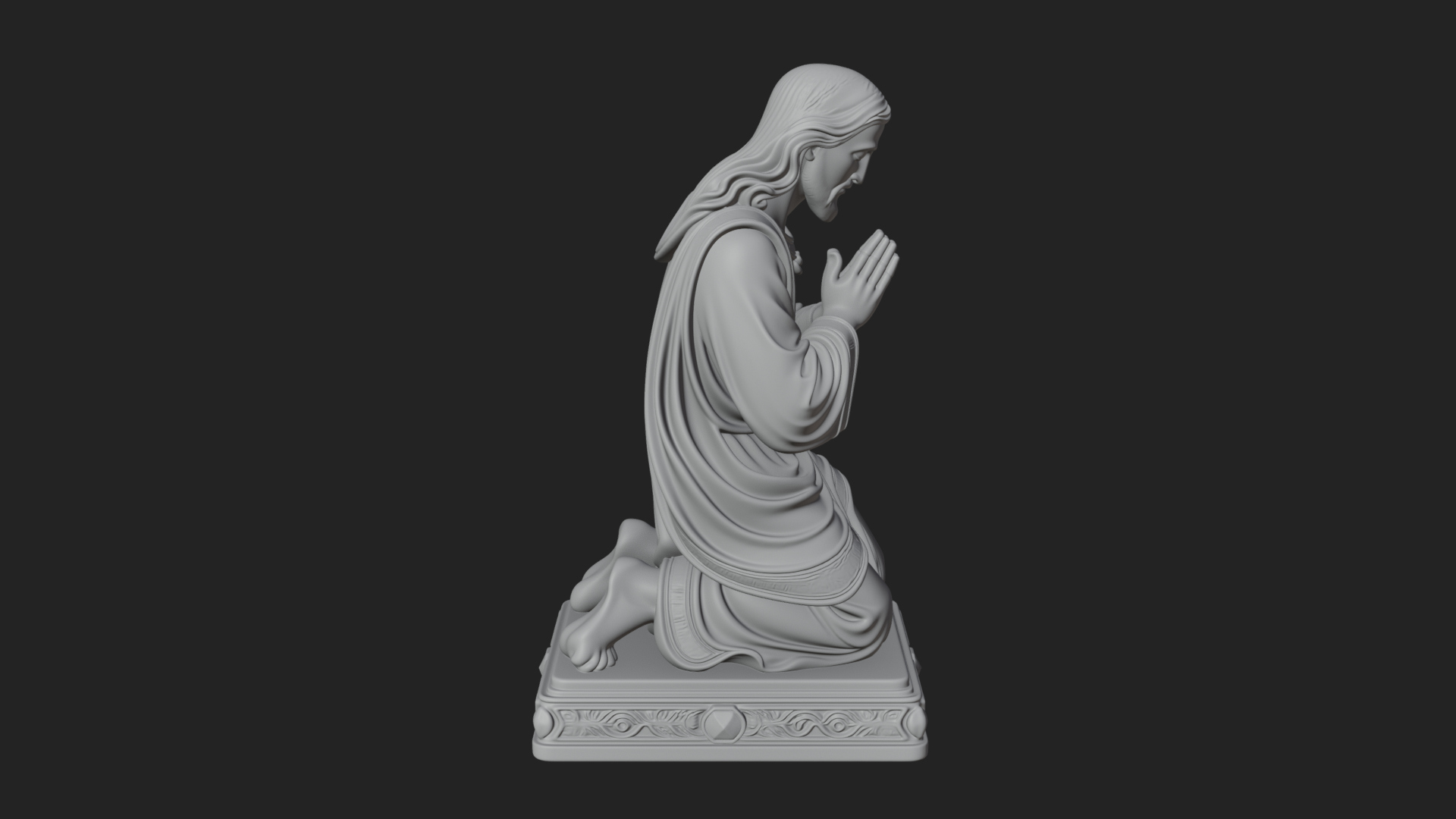 Christ Kneeling in Prayer Statue Design 3 3D Print Model 3D Model