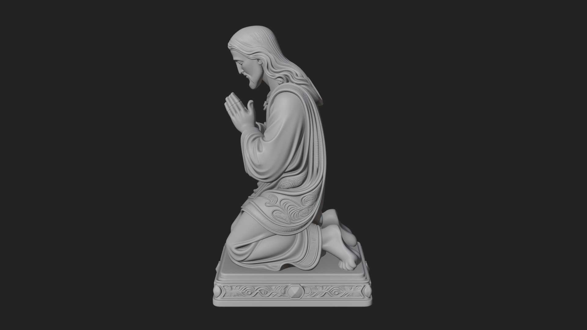 Christ Kneeling in Prayer Statue Design 3 3D Print Model 3D Model